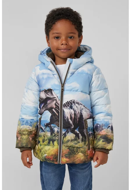 Зимно капитонирано яке с качулка и принт