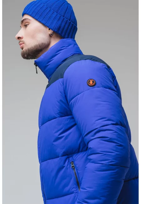 Зимно яке със средновисока яка - Черен/Аметист