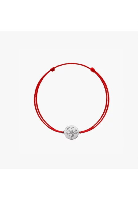 Златна гривна с шнур за деца Birth Flower - Августов мак