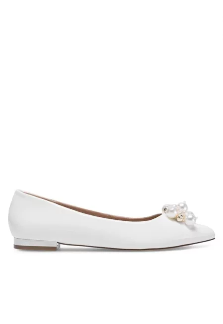 Балерини -  Естествена кожа/Лачена кожа - Бяло