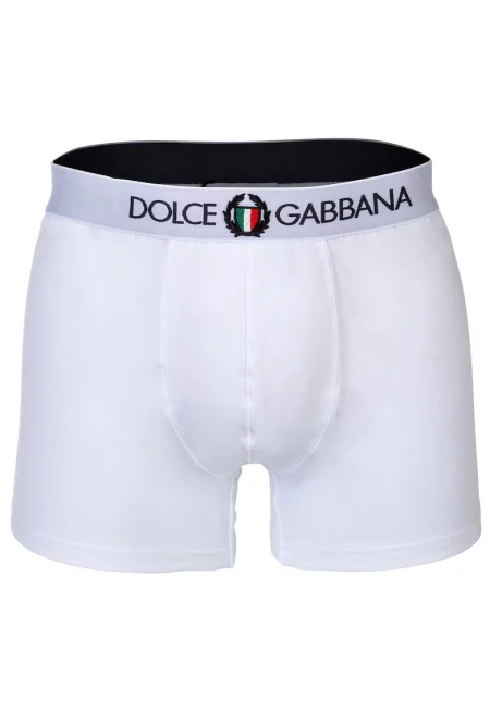 Боксерки с памук с лого на талията - Бял