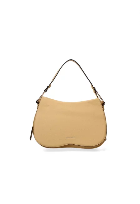 Чанта за рамо от еко кожа с капаче - Жълт