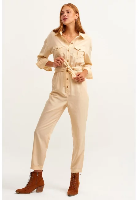 Дълъг гащеризон от лиосел - Бежов