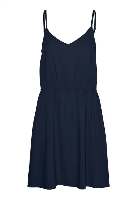 Дамска лятна рокля  10303689 - Вискоза/Лен - L INTL - Тъмносин - Тъмносин