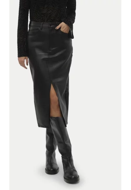 Дамска пола -  470912 - Черна - Екокожа