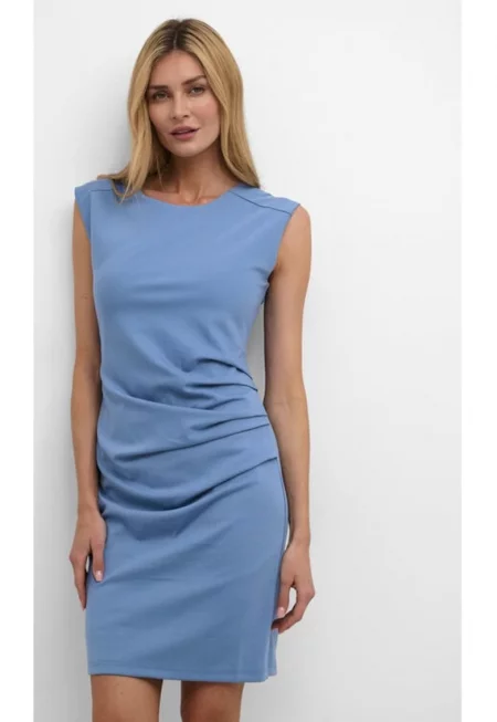 Дамска рокля - кафе - синьо - полиестер