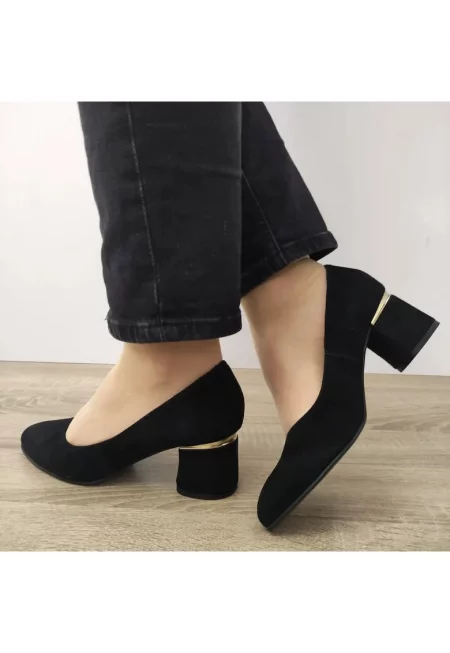 Дамски Обувки  3461-6 Елегантни - Черни Велур - Черен