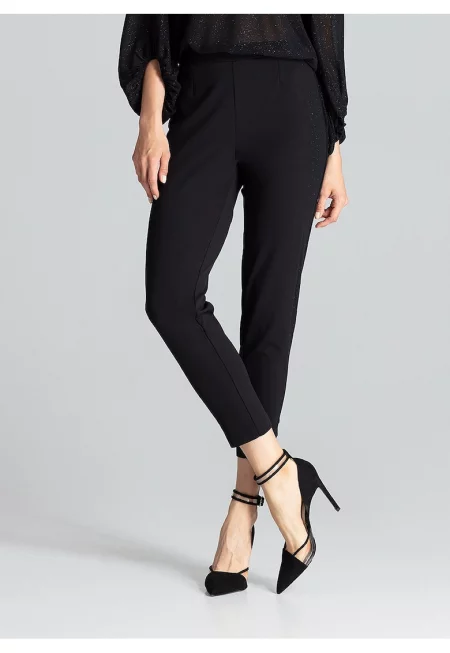 Дамски панталон  M689 - черен - елегантен - полиестер - еластан