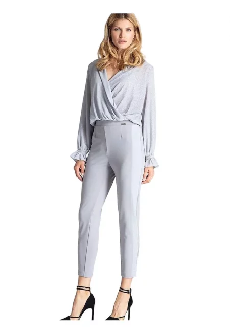 Дамски панталон -  Сив - Полиестер/Еластан