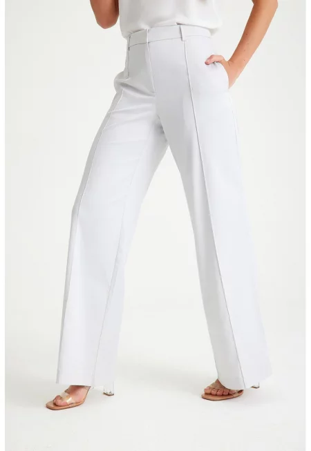 Дамски широки панталони  Polyester Orange - Бял