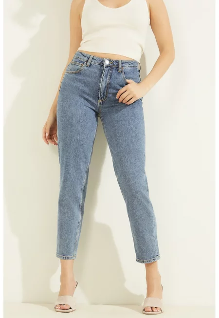 Дънки Mom с висока талия - Тъмносин