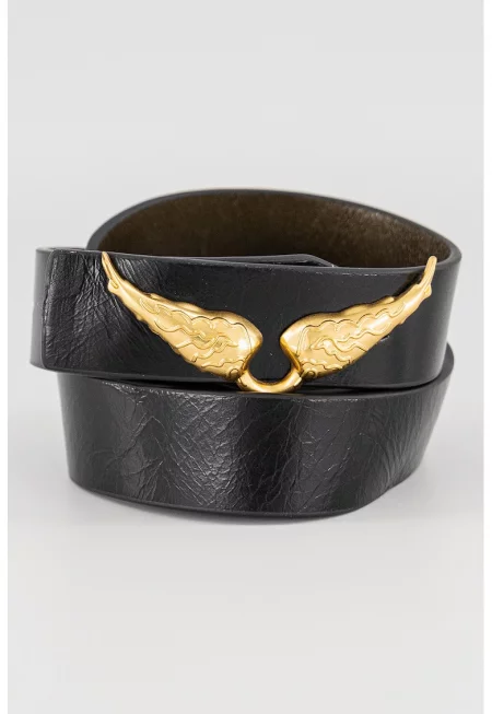 Двулицев кожен колан Rock - Черен