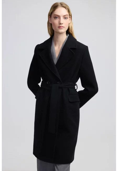 Двуредно дълго палто с вълна