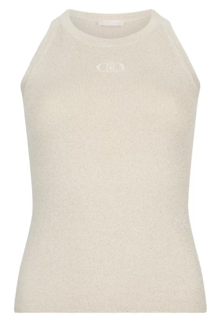 Фино плетен бляскав топ - Бежов