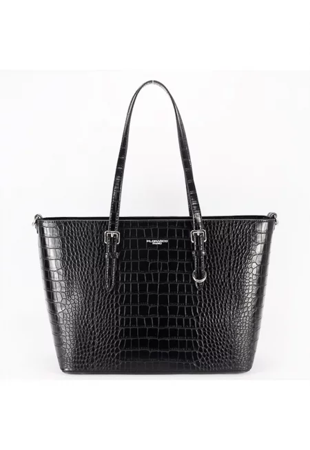 Голяма черна чанта с принт на влечуги X9527 M13 18062