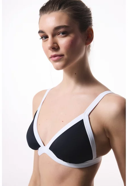 Горнище на бански с цветен блок - Черен/Бял