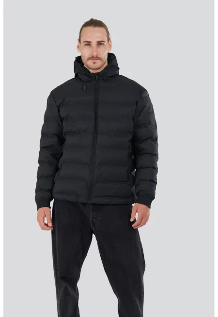 Капитонирано зимно яке Patriot с качулка - Черен