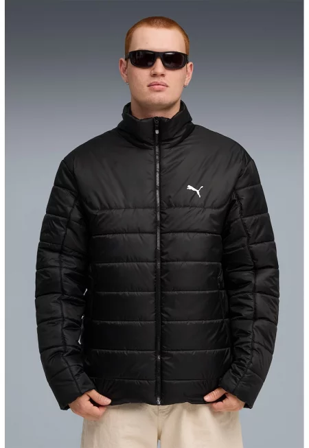 Капитонирано зимно яке с лого - Черен