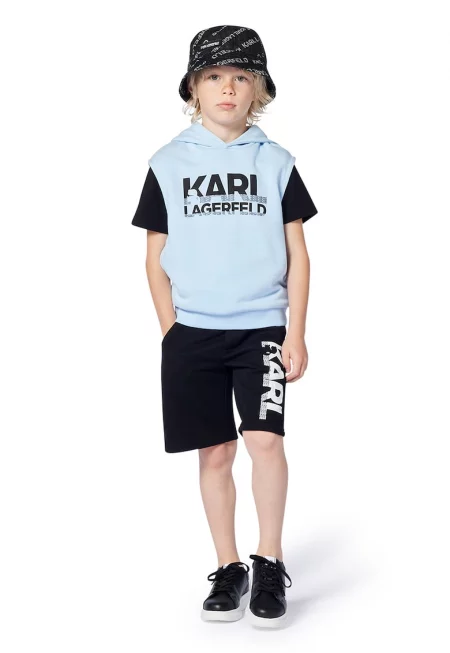 Къс панталон с памук и лого - Бял/Черен