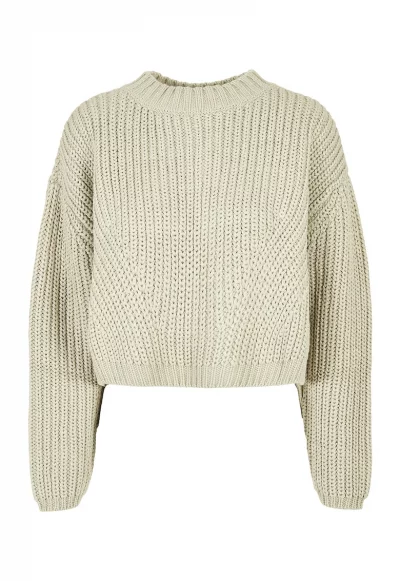 Къс пуловер с паднали ръкави