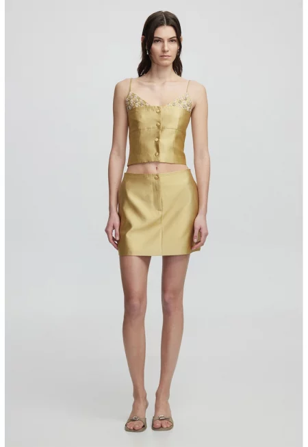 Къса едноцветна пола - Шафраново жълто