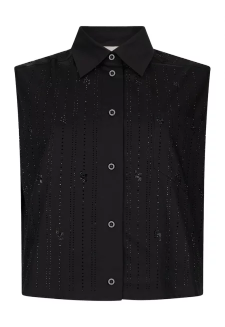 Къса риза без ръкави - Черен