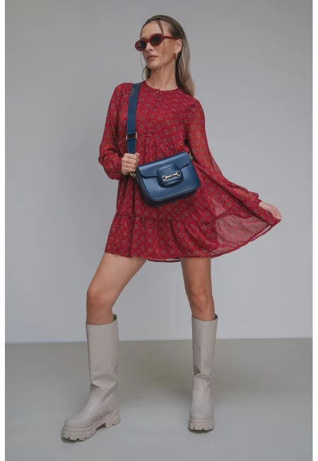 Къса рокля Plume - Бял/Малина/Син