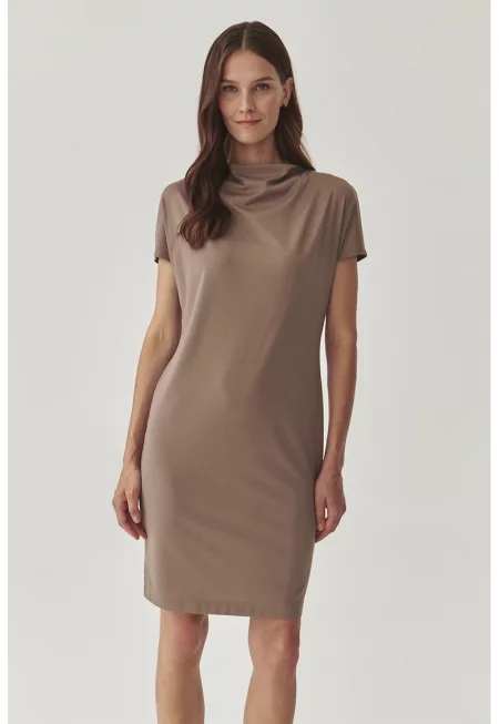 Къса рокля Zorimax със застъпено деколте - Тъмнокафяв