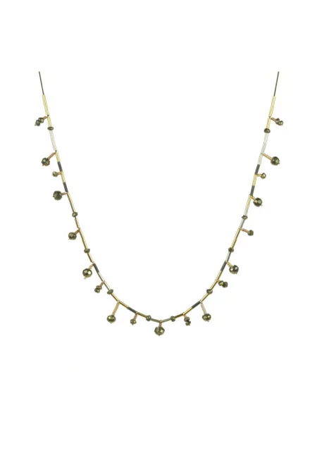 Колие - Корина Мардари & moonSun project - Supernova - пирит - сребро 925 просто и патинирано - регулируема дължина