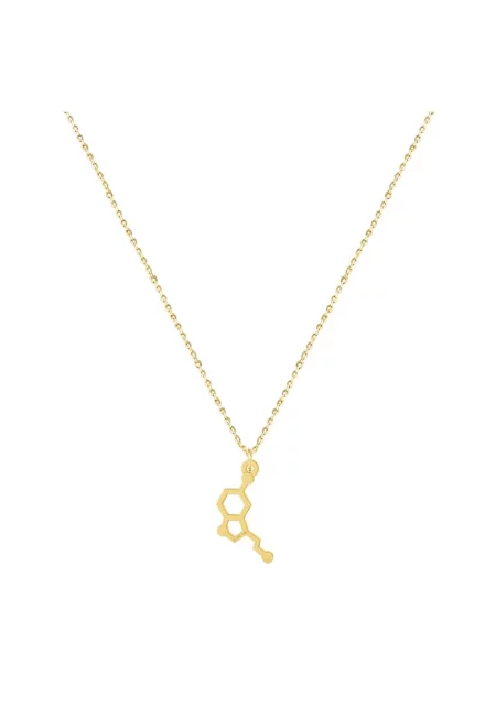 Колие Злато 585 - 14К - Молекула на серотонин - Молекула на щастието