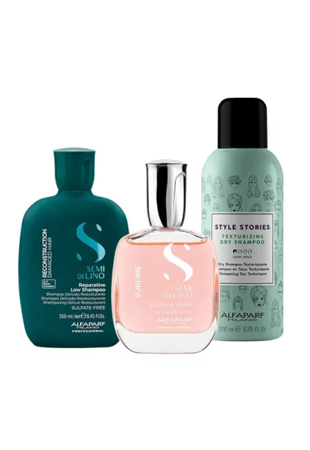 Комплект  Semi Di Lino Reconstruction Shampoo - 250 мл - сух шампоан Style Stories 200 мл - парфюмирана вода за коса и тяло Sublime Water 50 мл