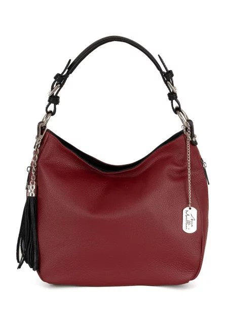 Кожена чанта Хобо Fiorella с джобове с цип