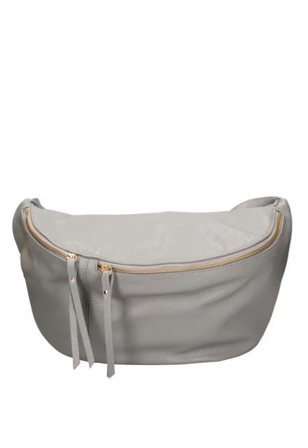 Кожена чанта през рамо - Сив