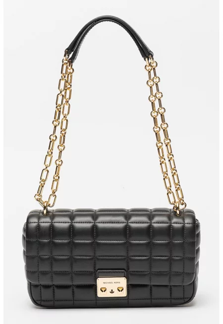 Кожена чанта през рамо Tribeca с презрамка-верижка - Черен