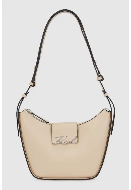 Кожена чанта за рамо с метално лого