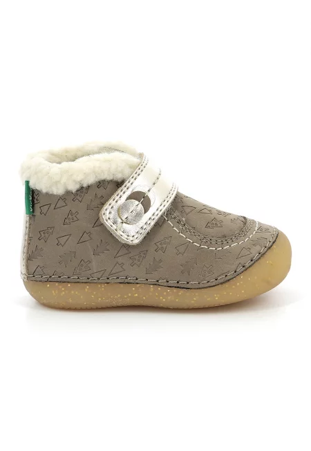 Кожени боти So Schuss с принт и велкро - Сиво-кафяв/Карамел/Сребрист