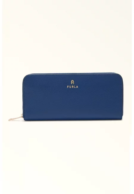 Кожено портмоне Camelia с цип - Син