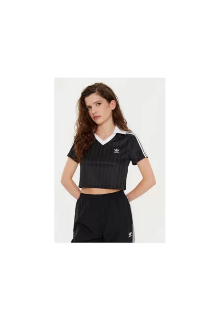 Кроп тениска с детайли лого