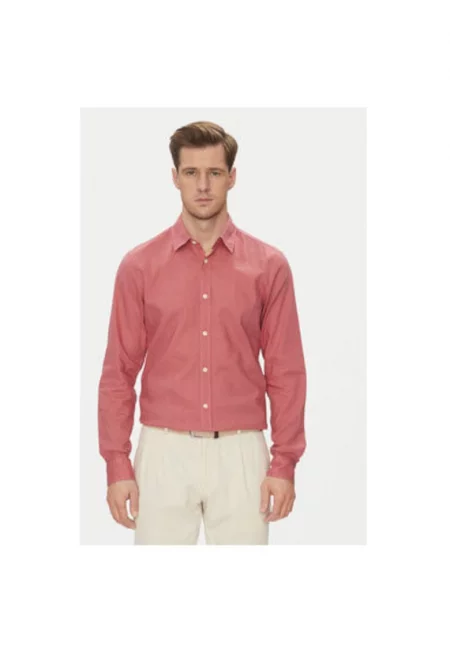 Мъжка риза  10013335 30045977 - Лен/Памук - Червена - Червен