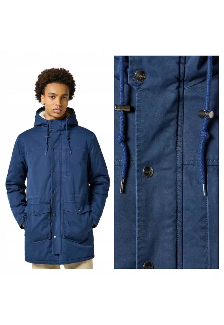 Мъжко яке -  Heavy Puffer - Standard Fit - Класически дизайн - dwqfДълги ръкави - 2 джоба - С цип - Памук - Синьо - Син