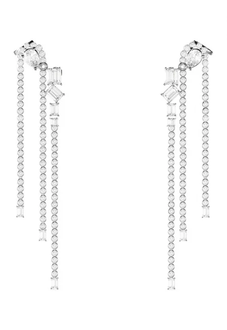 Обеци от неръждаема стомана с кристали - Сребрист