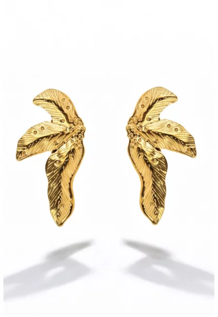 Обеци с 18K злато - Златист