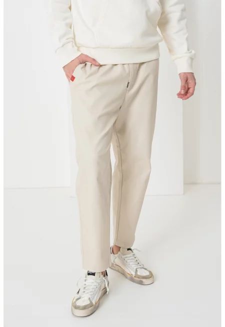 Памучен скосен панталон - Слонова кост