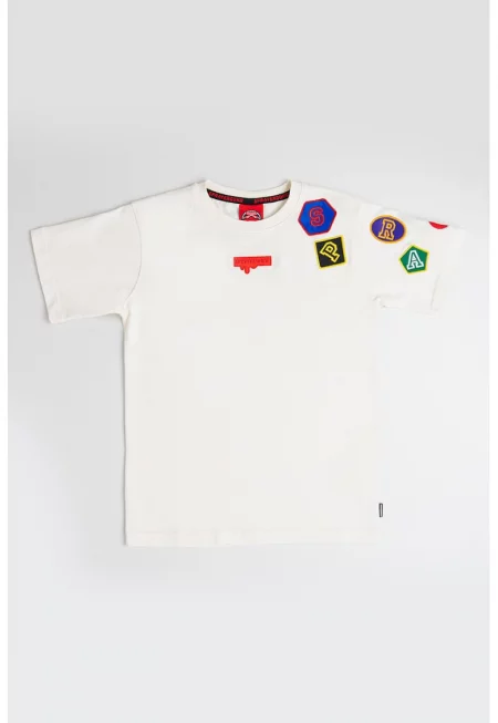 Памучна тениска Basic No Basic - Червен/Син/Крем