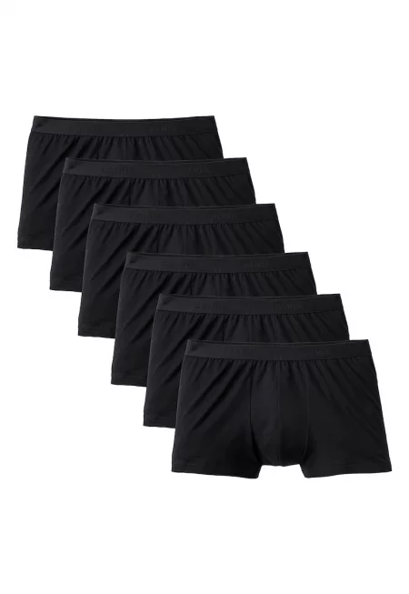 Памучни боксерки с лого на талията - 6 чифта - Черен