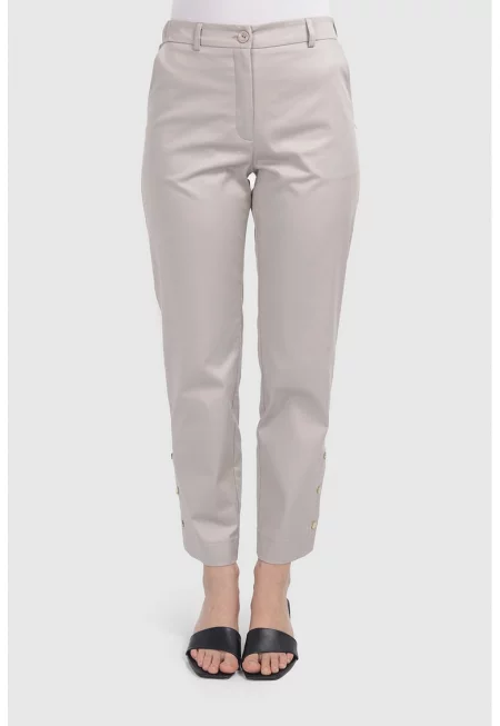 Панталон чино с висока талия - Светло кафяво