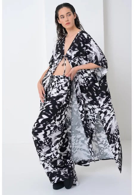 Парео с десен - Бял/Черен