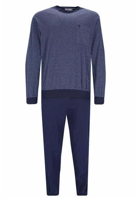 Пижама с овално деколте и джоб на гърдите - Син