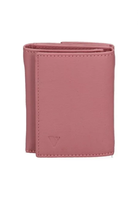 Портфейл от еко кожа с тройно прегъване - Прашно розово