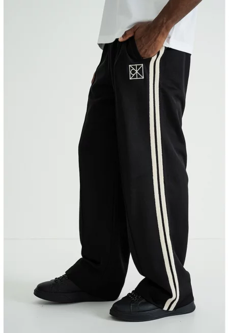 Прав спортен панталон - Слонова кост/Черен